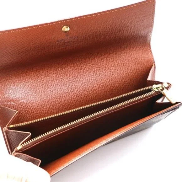 #46346 Monogram Long Flap Pocket Bill Case Zip Zipper Vintage Sarah Wallet - Picture 3 of 11